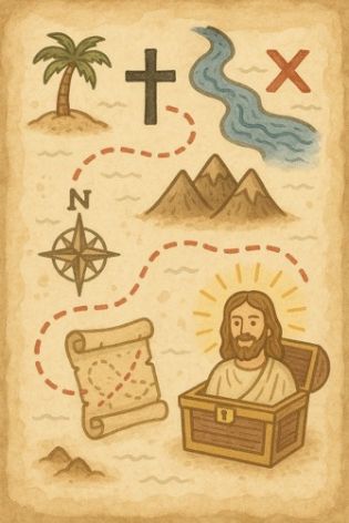 Schatzkarte (c) chatGPD KI September 2024 Patrik Krutten Schatzkarte